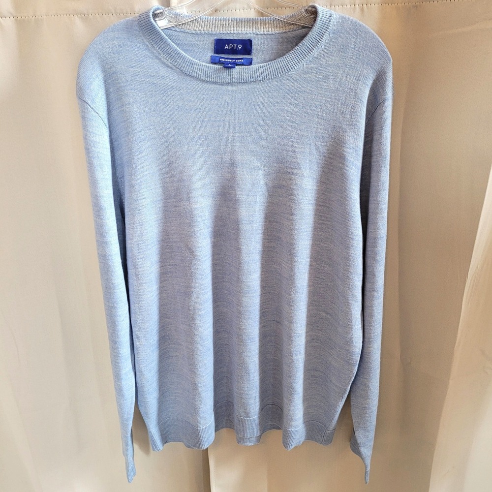 Classic Mens Crewneck Sweater Large Merino Wool Blend Preppy Minimalist 21749